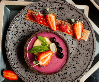 Photo du plat Soupe de fraise et son moelleux au citron